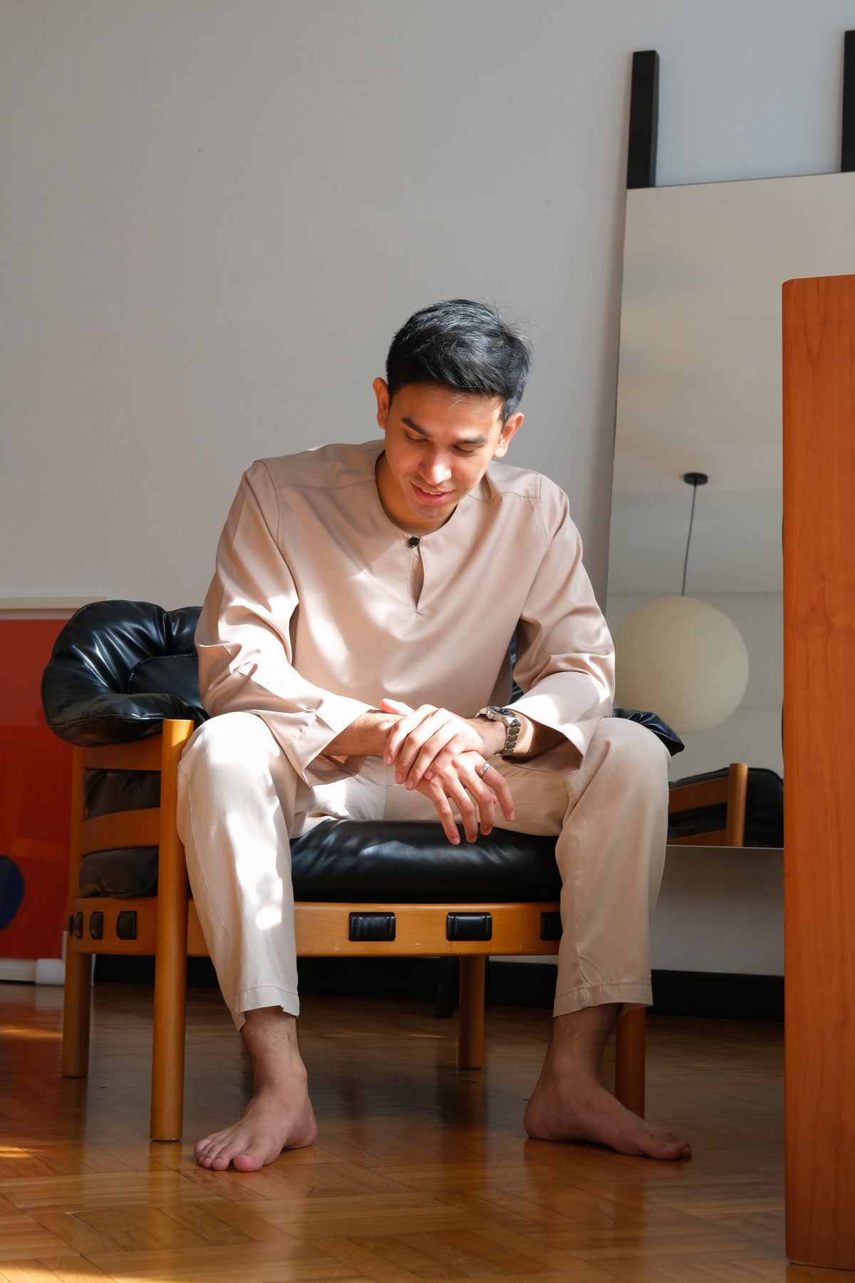 Long-sleeve Top in Light Brown
