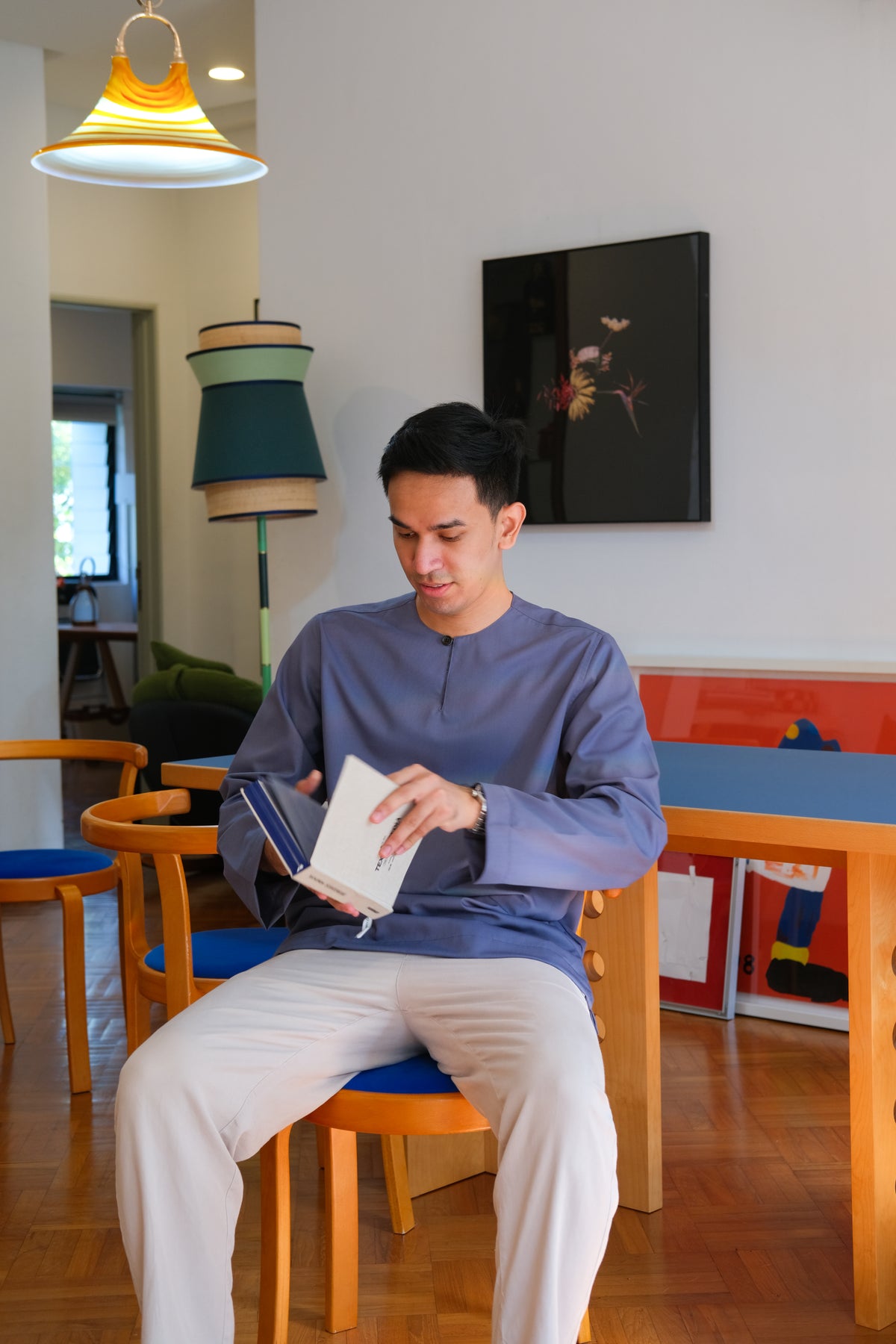 Long-sleeve Top in Steel Blue